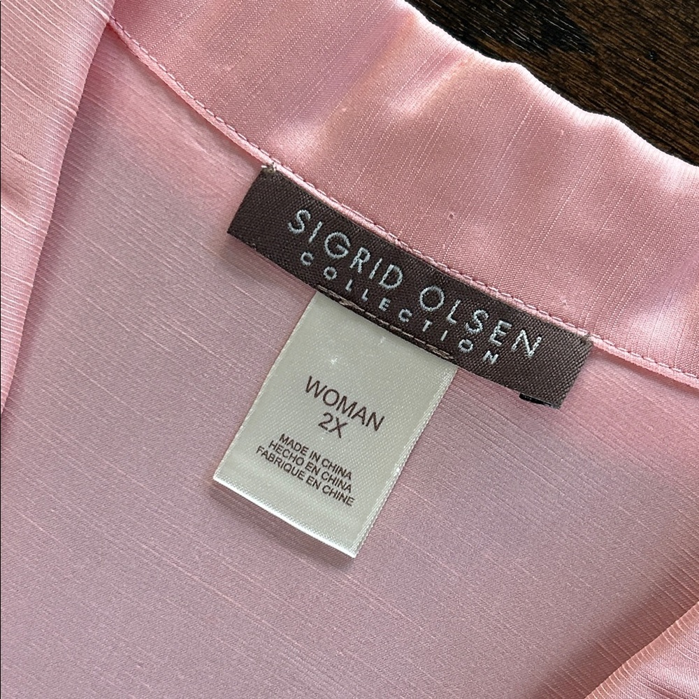 Sigrid Olsen Women’s Soft Pink Button-Up Blouse Size 2X - Picture 2 of 8